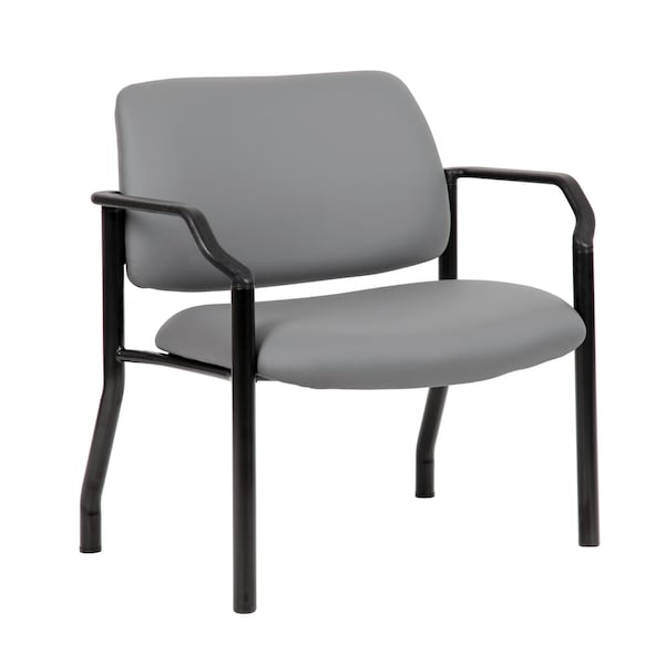 Boss Office Products Patient Guest Arm Chair, Black Steel Frame, Gray Antimicrobial Vinyl, 500 lb Capacity B9591AM-GY-500 - main